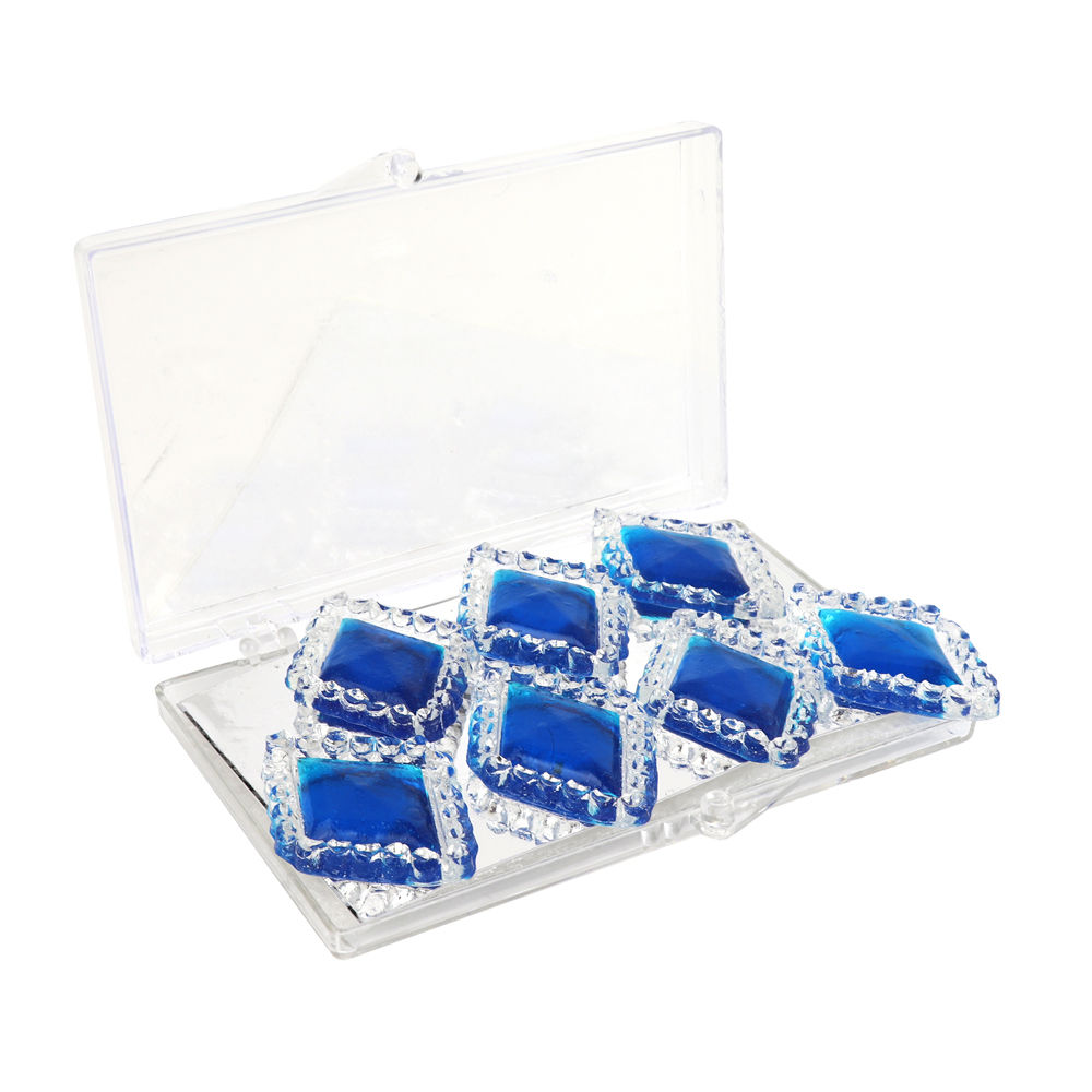 Edible Diamond-Framed Sapphire Blue Rhombus Gems, 7 Pieces