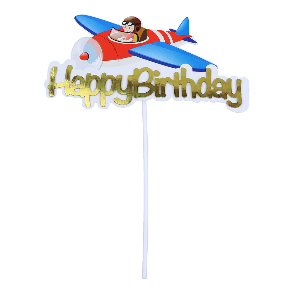 O'Creme Happy Birthday with Airplane Cake Topper