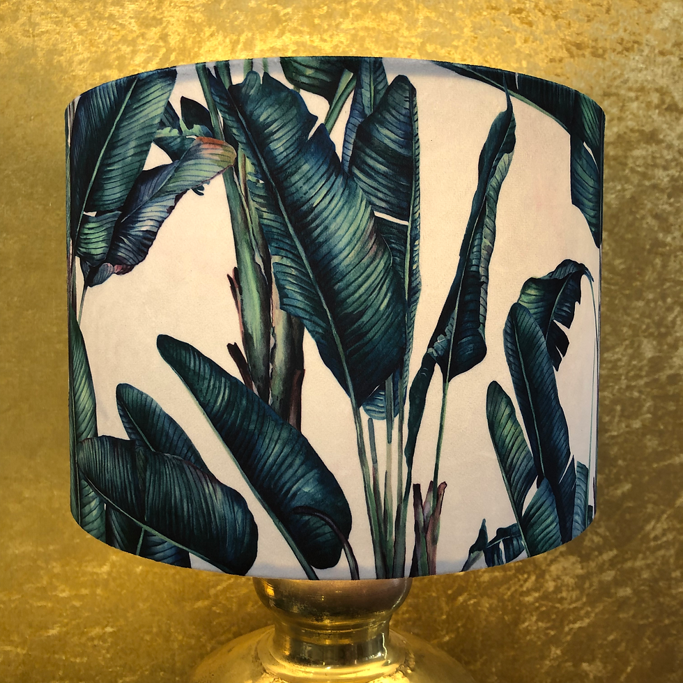 Thumbnail: Bespoke Velvet Lampshade & Cushion, Tropical Paradise - White