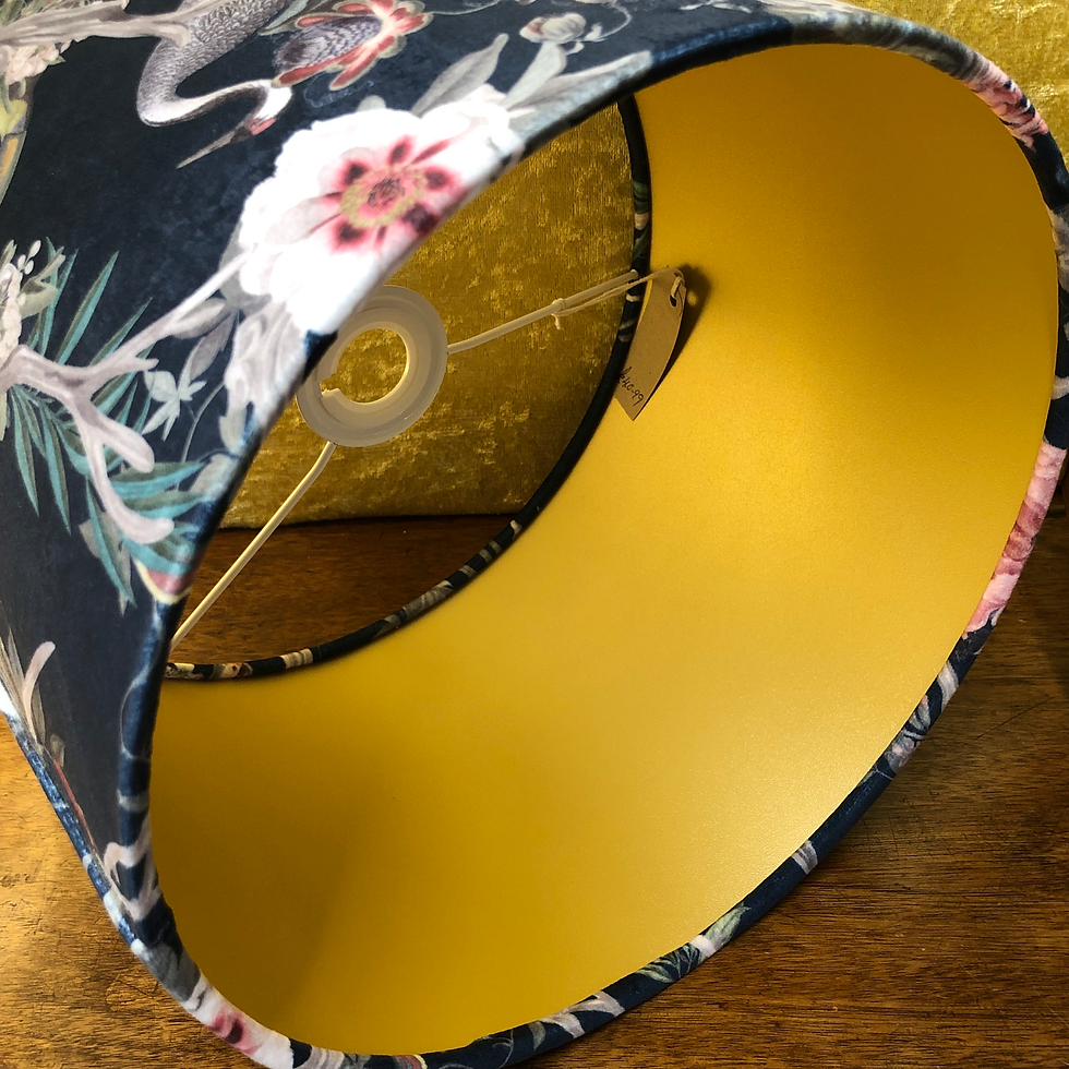 Thumbnail: Bespoke Velvet Lampshade & Cushion, Chinoiserie - Midnight