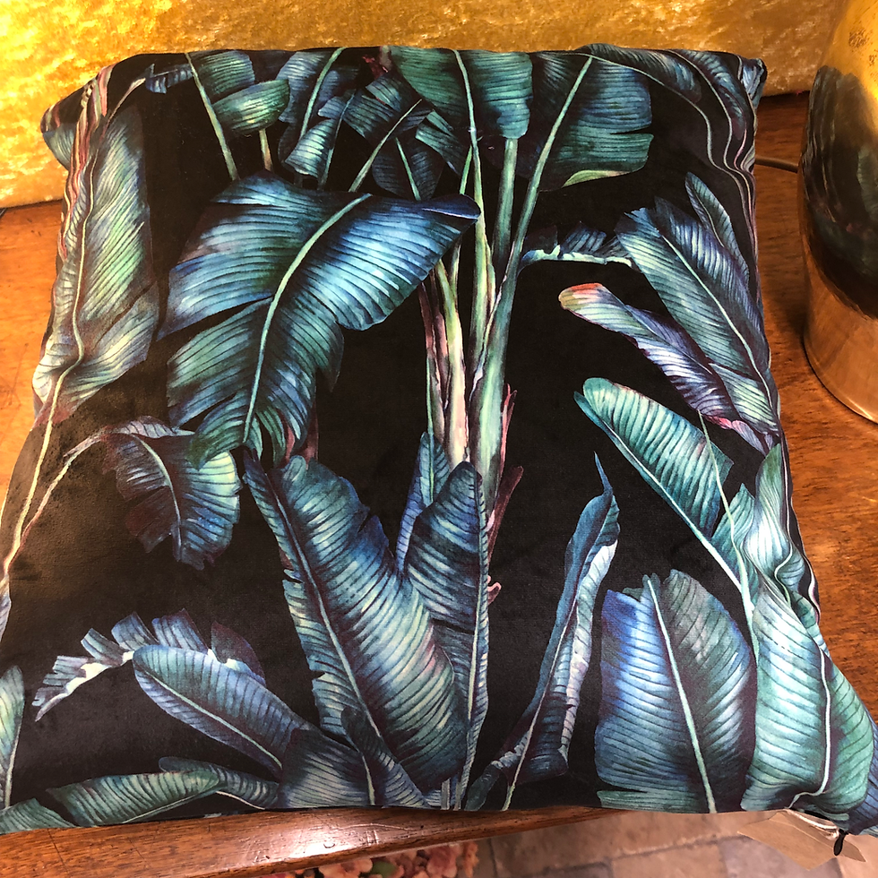 Thumbnail: Bespoke Velvet Lampshade & Cushion, Tropical Paradise -Black