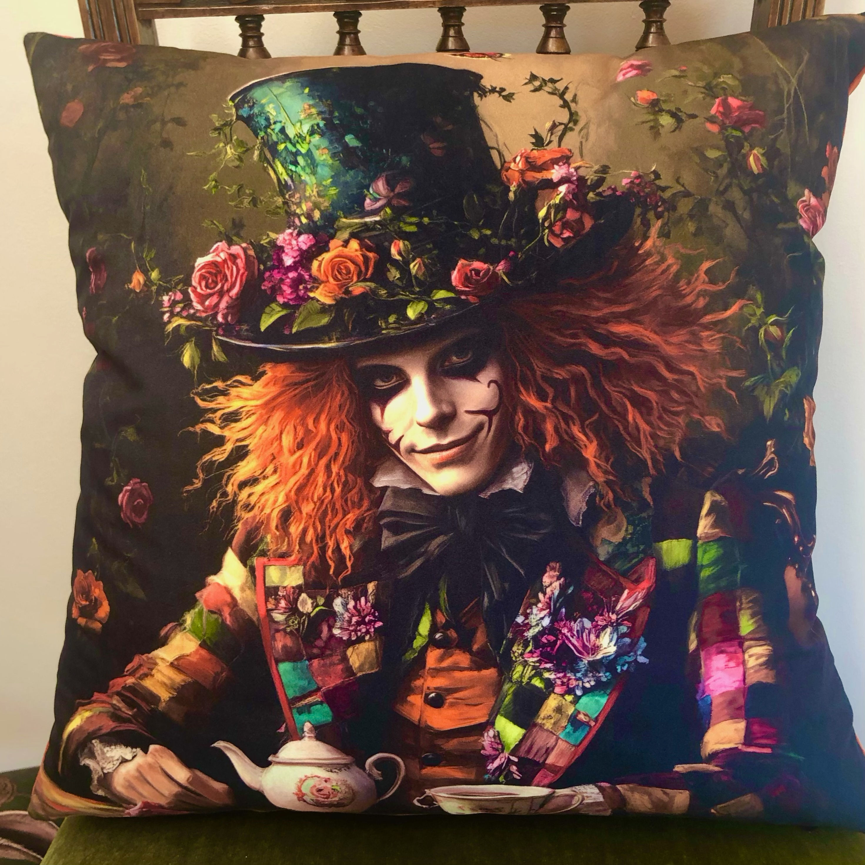 Alice In Wonderland Mad Hatter Velvet  cushion