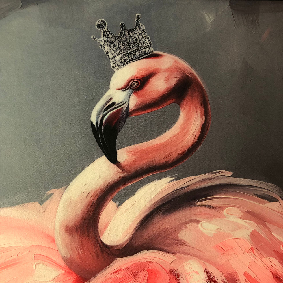 Thumbnail: Framed Velvet Costume Animal Wall Art: Flamingo Ballerina Painting