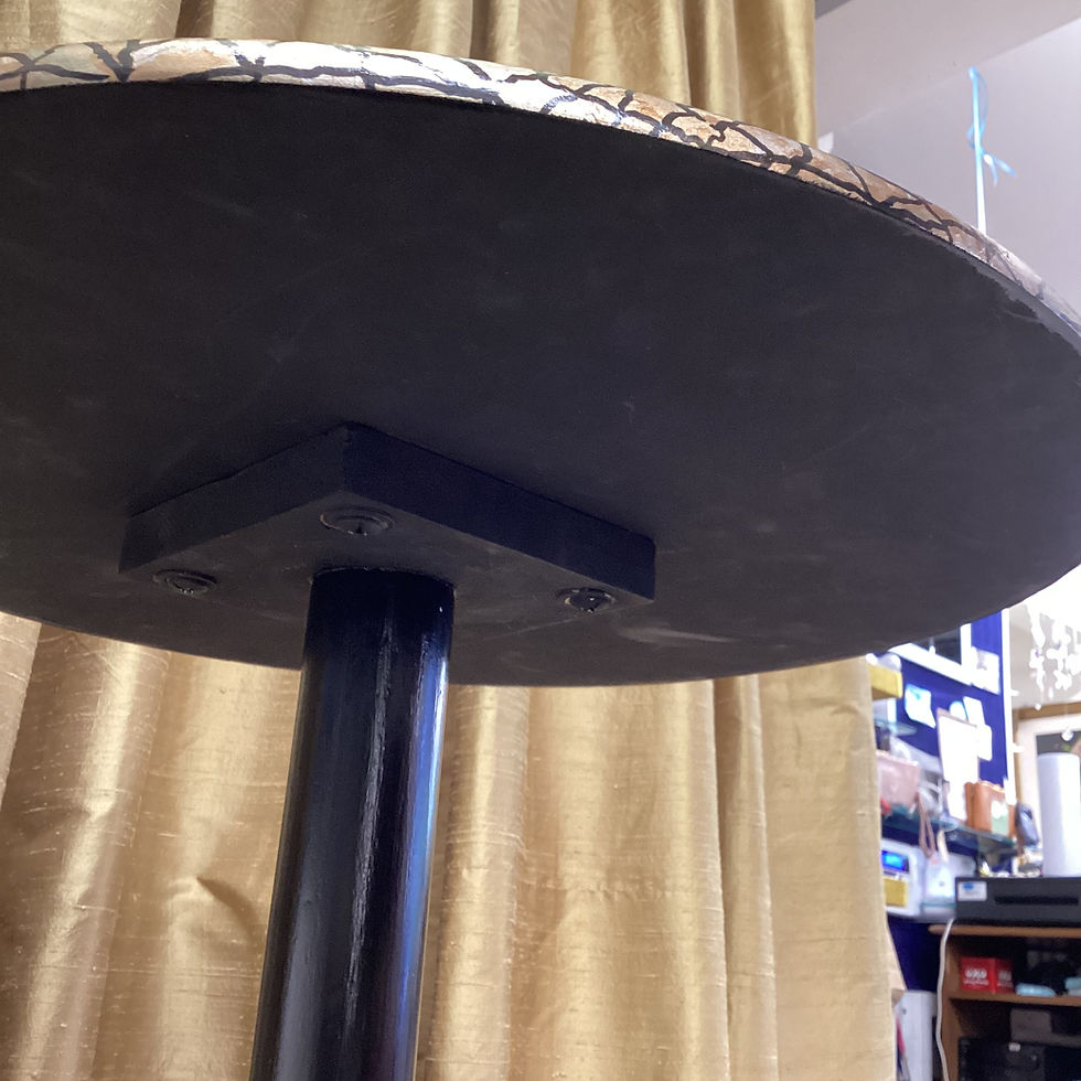 Thumbnail: One of a Kind Hand Painted Pedestal Table: Black/Gold/Copper