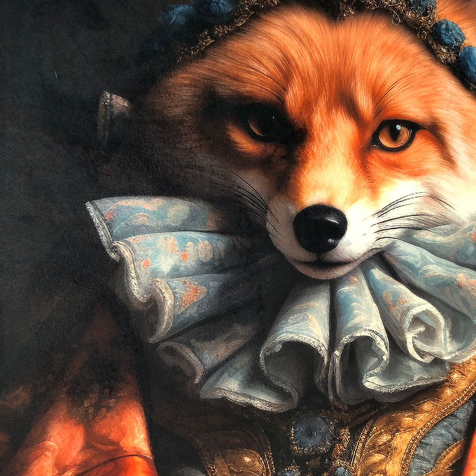Thumbnail: Framed Velvet Costume Animal Wall Art: Maximalist Royal Fox Portrait