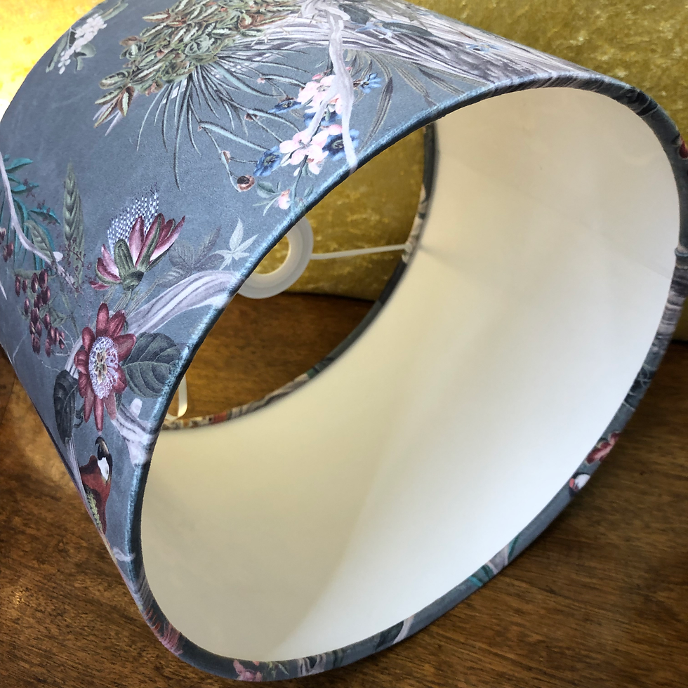 Thumbnail: Bespoke Velvet Lampshade & Cushion, Chinoiserie - Grey/Green