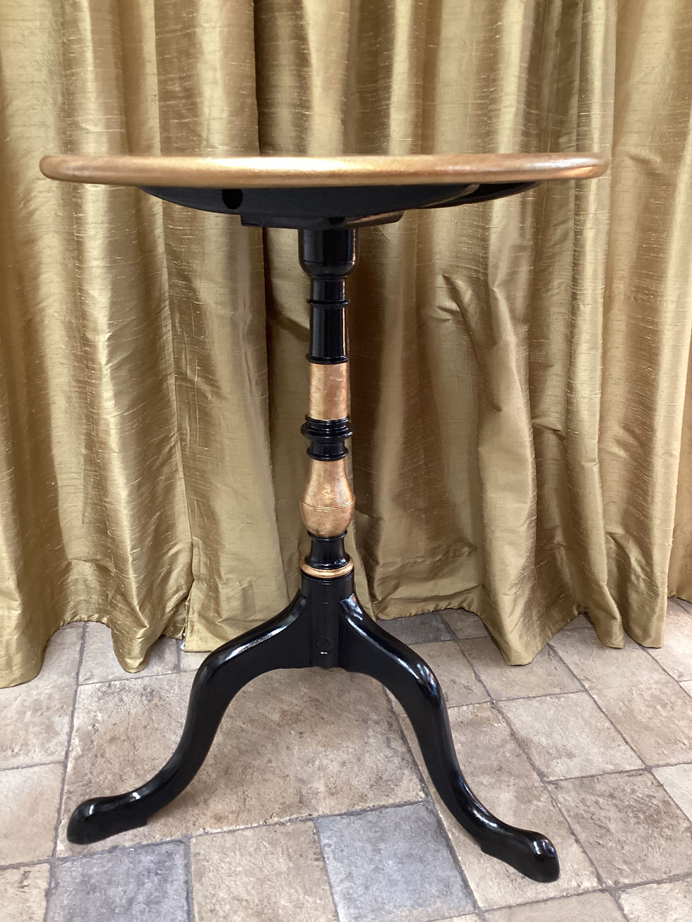 Thumbnail: Antique Tilt Top Table: Black & Gold