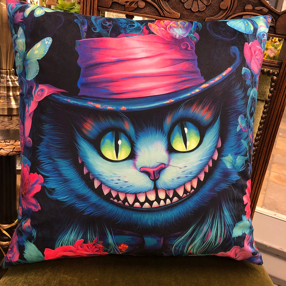 Luxury Velvet Cushion: Alice In Wonderland Cheshire Cat