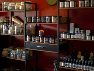 hand-crafted esoteric sprays, candles, soaps, and herbs