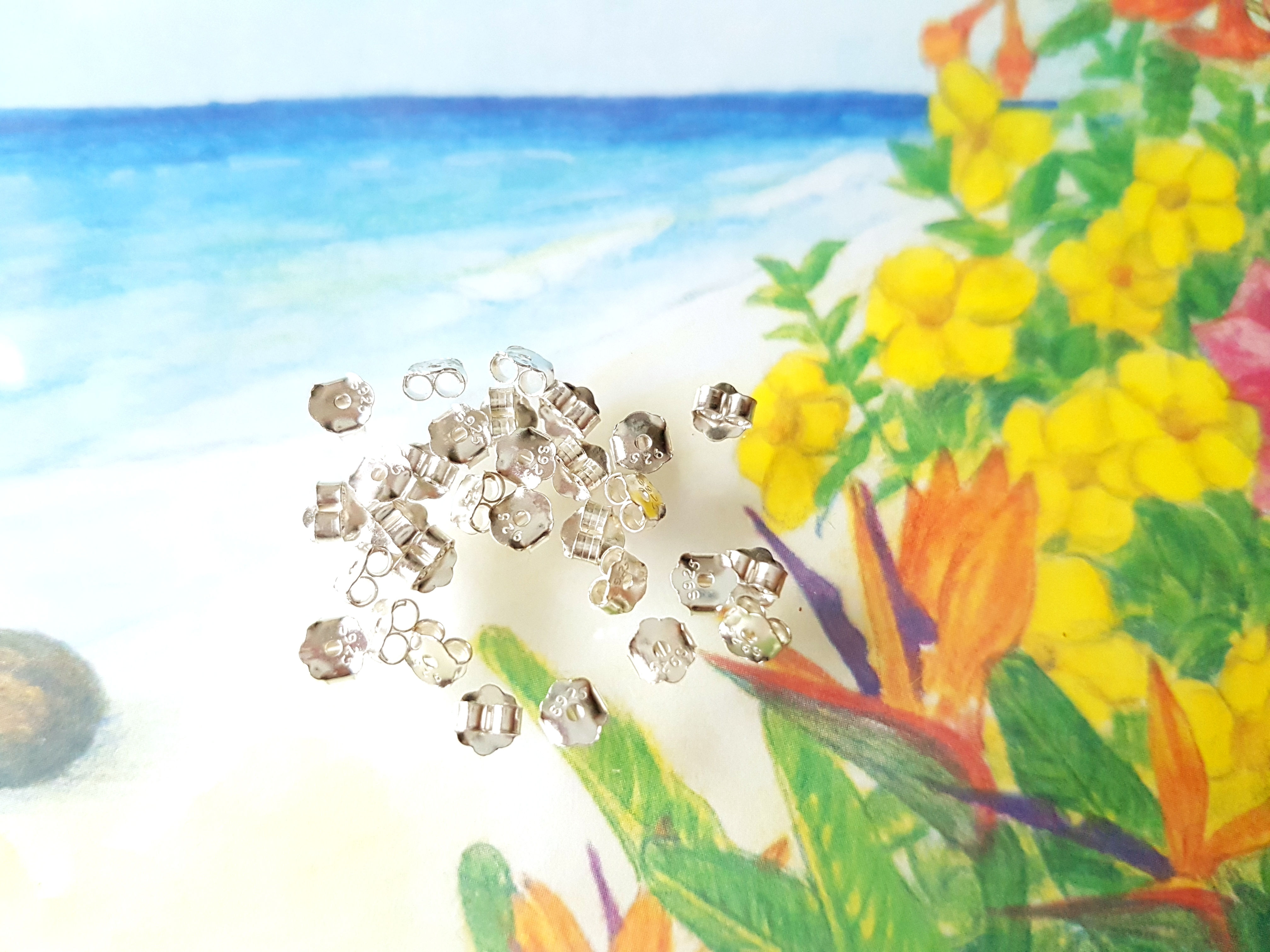 DIY Earrings - Accessories 925 Silver 純銀耳托 耳環配件 (一對 One Pair)