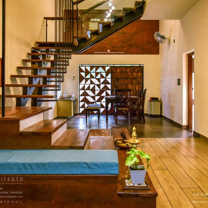 Hermin's Residence, Thrissur — modern home with timber interiors by Livespace Architects — view 5