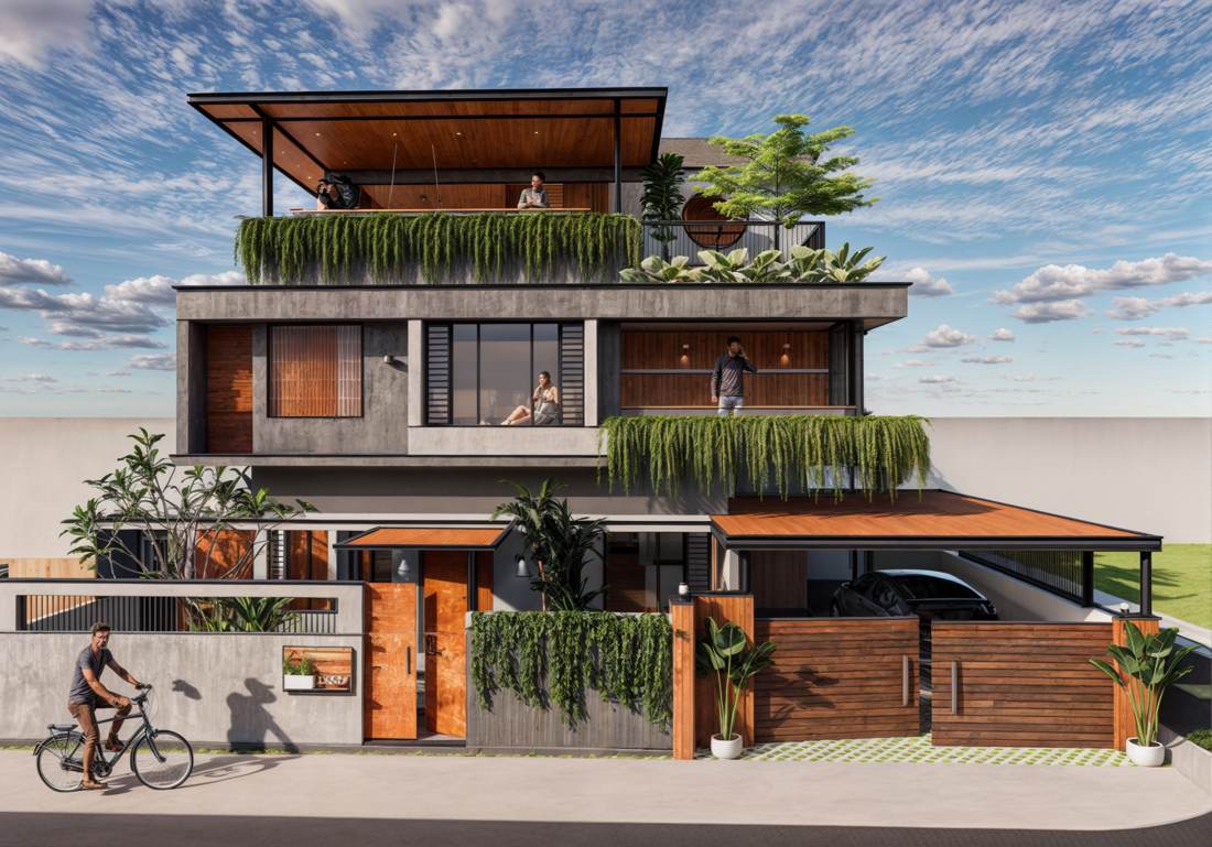 Sajeev Residence, Guruvayur — 3D view of an ongoing Livespace Architects home