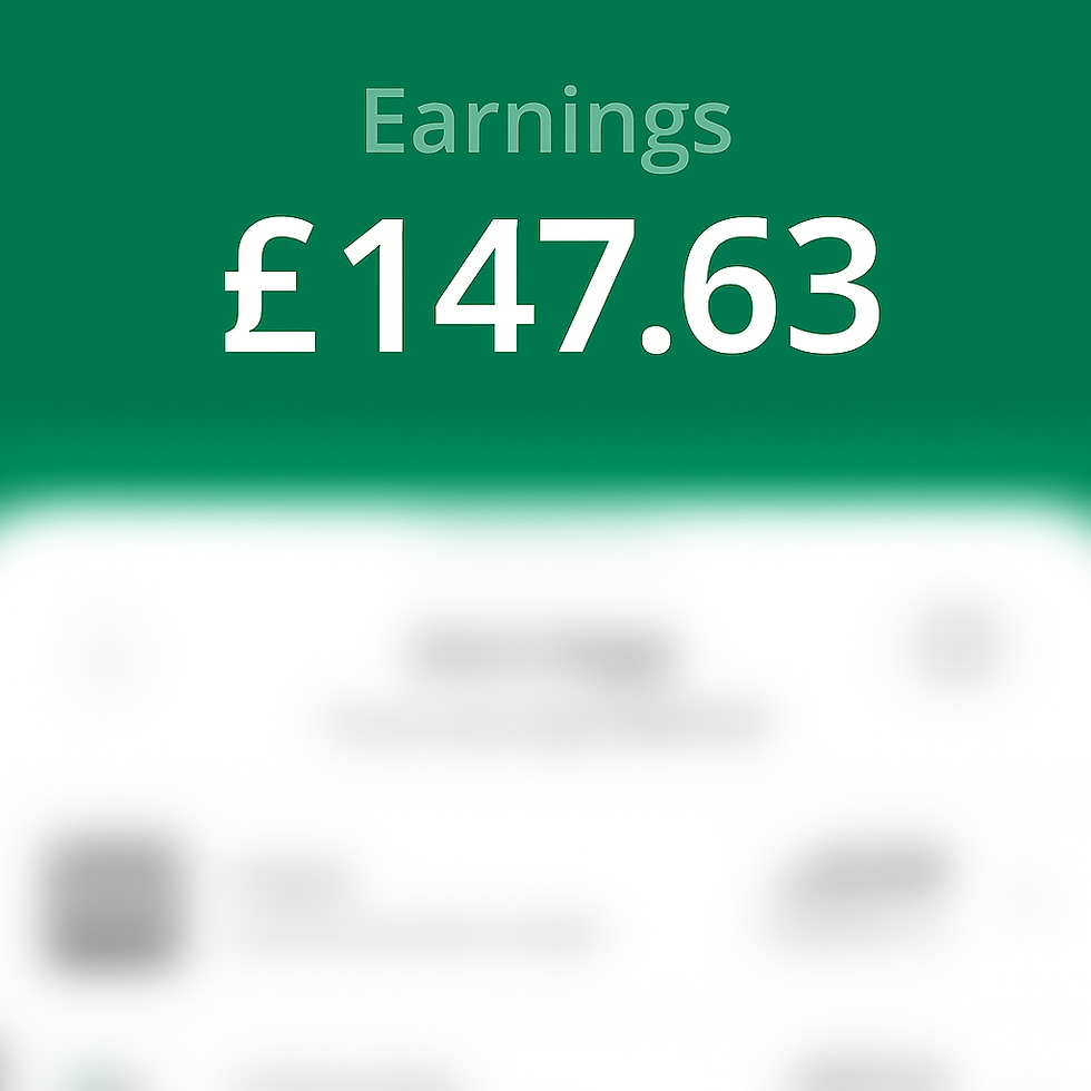Screenshot showing TopCashback total earnings of £147.63
