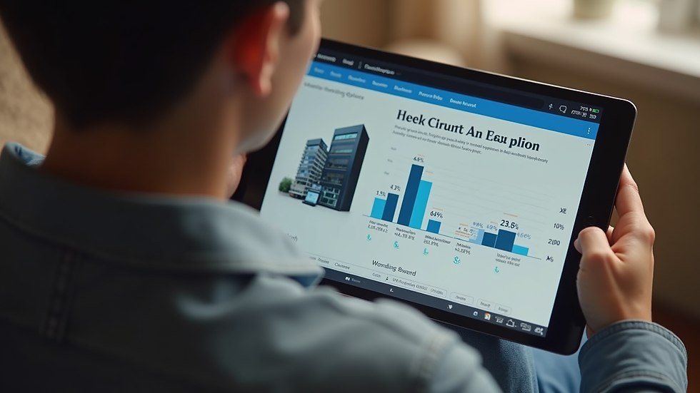 High angle view of a person comparing web hosting plans on a tablet