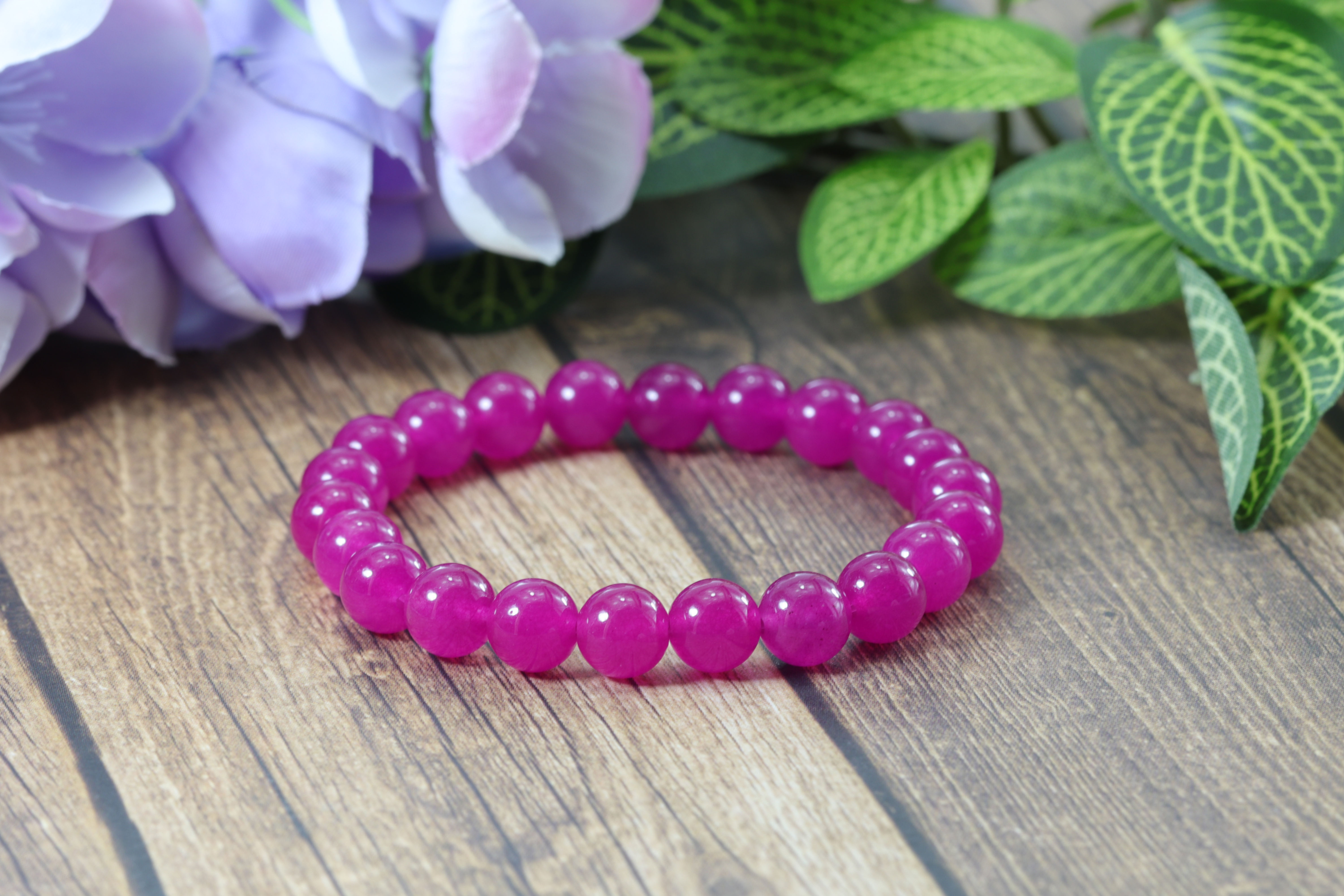 Fuchsia Malaysia Jade Quartz Gemstone Bracelet