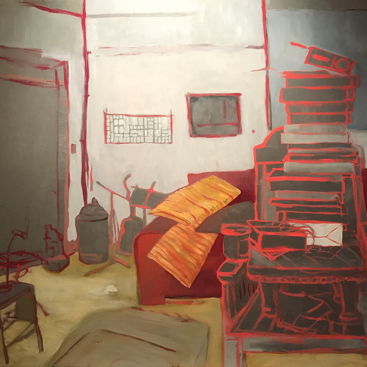 Angela Chauvin -Lounge Room with Projector on Silver. 2018JPG