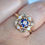 Thumbnail: Sapphire Diamond Ring 14kt Gold, Geometric Sapphire Ring, September Birthstone 