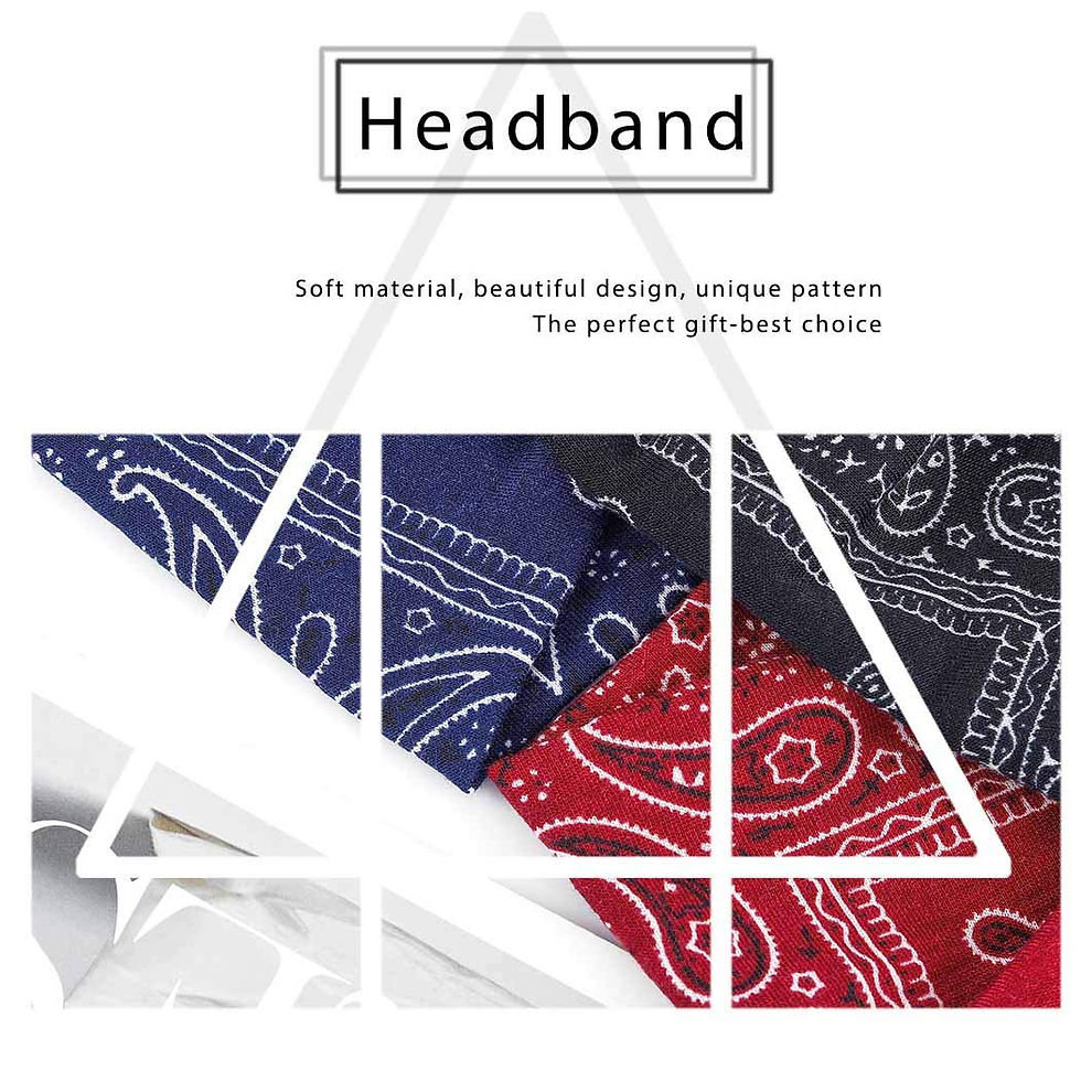 Thumbnail: Boho Wide Bandana Headbands Knotted Motorcycle Hair Accessories for Women 