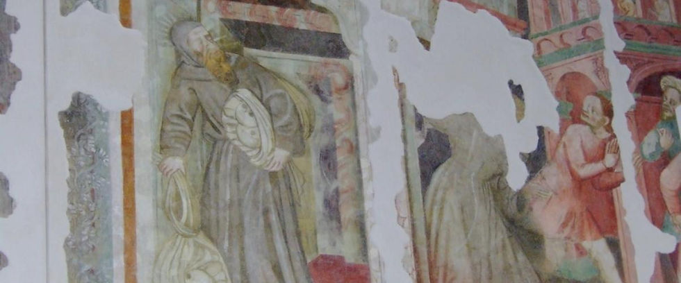 Rahib Odorico da Pordenone dalam lukisan dinding di Gereja San Francesco, Udine (archeocartafvg.it)