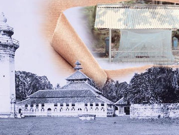 Ki-ka: Masjid dan Menara Banten. Inset: Makam Ratu Syarifah Fatimah di Pulau Edam Kepulauan Seribu. Foto koleksi Sri Rahmi Purnamasari.