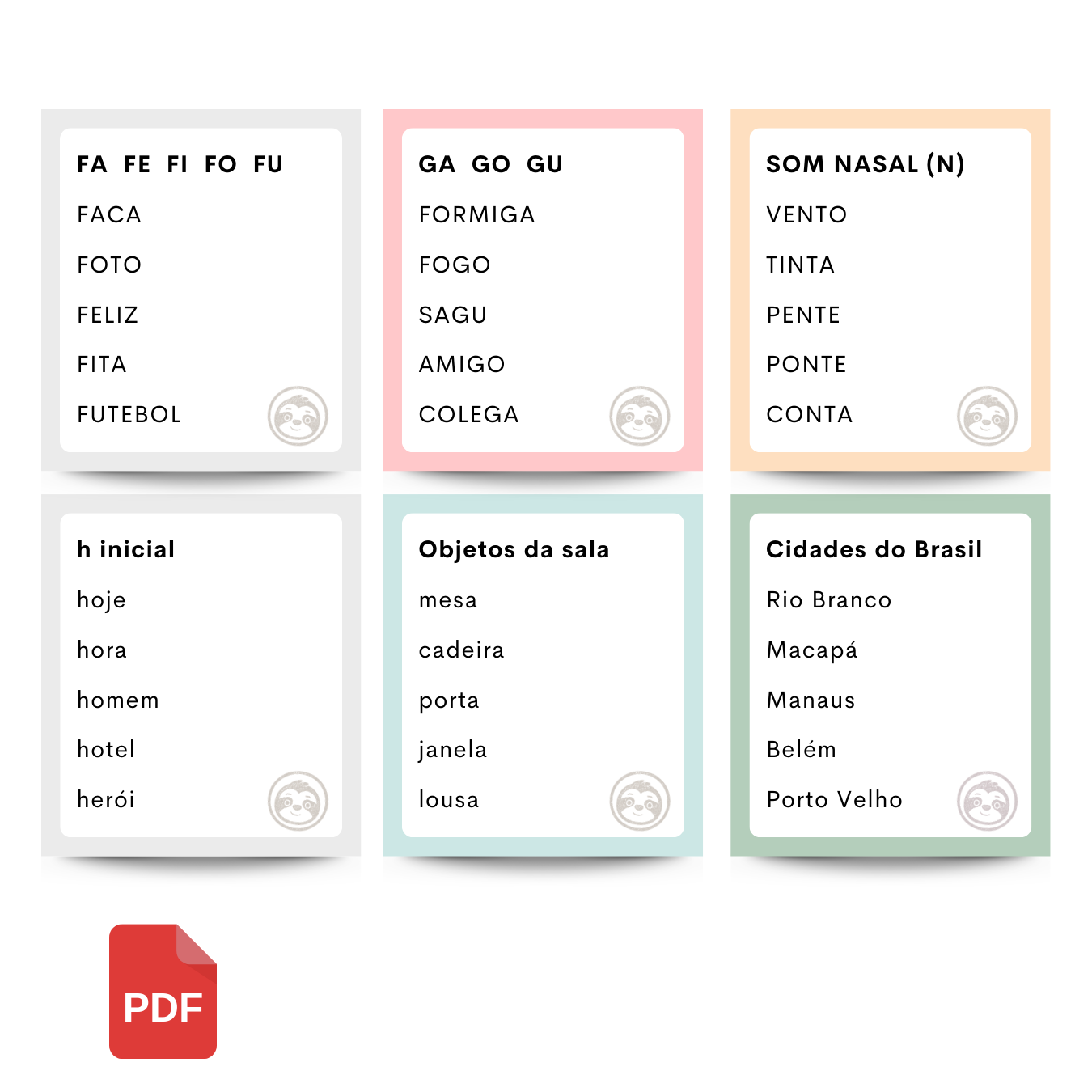 Fichas de Leitura | Palavras