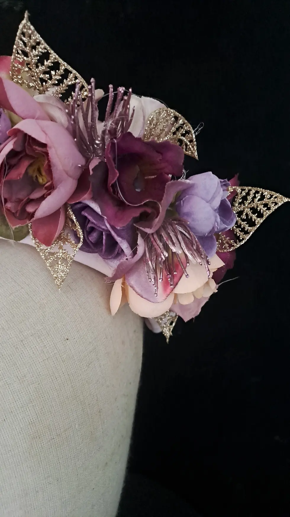 Thumbnail: 204 pale pink crown style with burgendy, lilac, pinks, gold , wine 