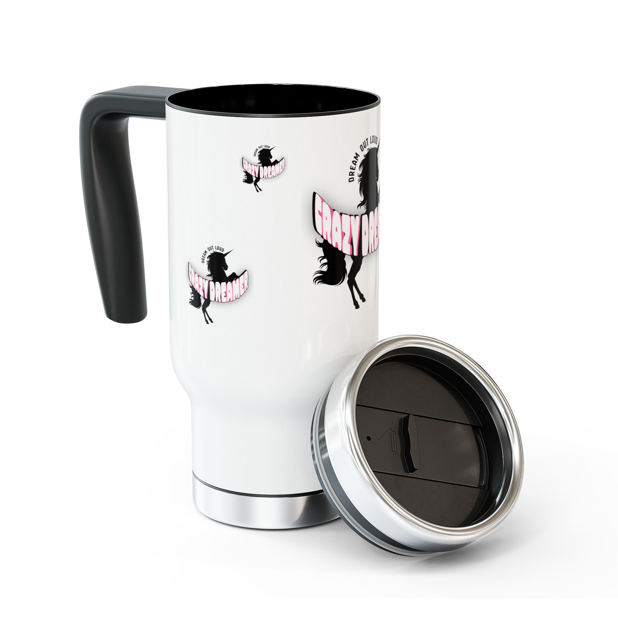Unicorn Crazy Dreamer Vibes Stainless Steel Travel Mug (14oz)
