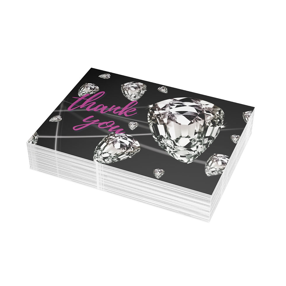 Thumbnail: Black Diamonds Thank You Card — Sparkling Glitter Note Cards (1/10/30/50 pcs)