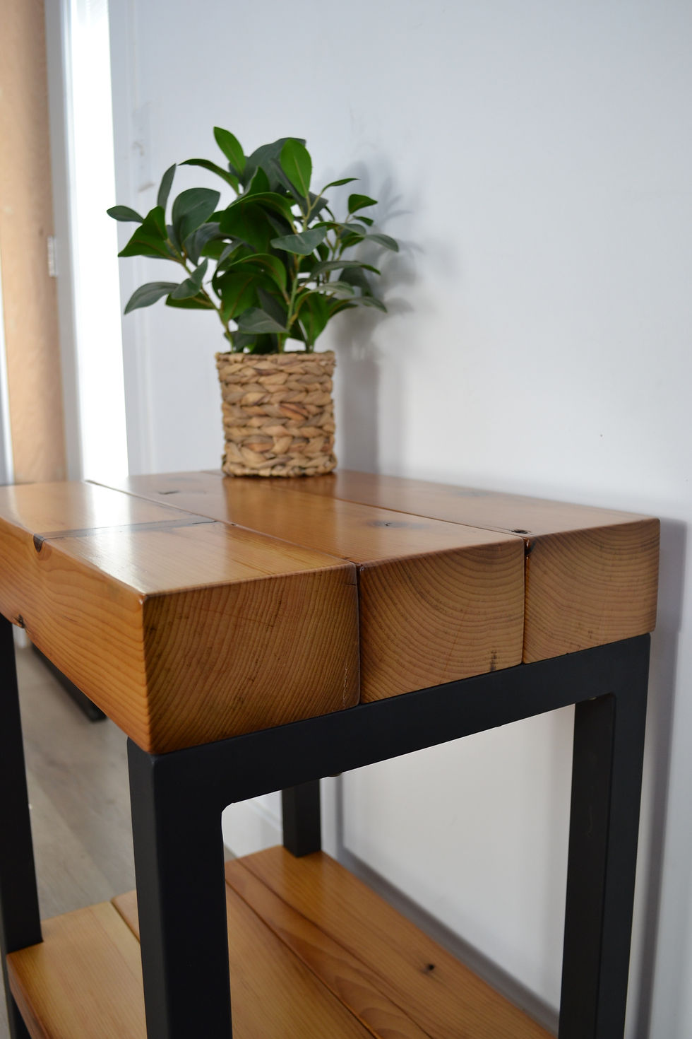 Thumbnail: Barn beam table and black metal legs