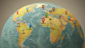 globe with marked places