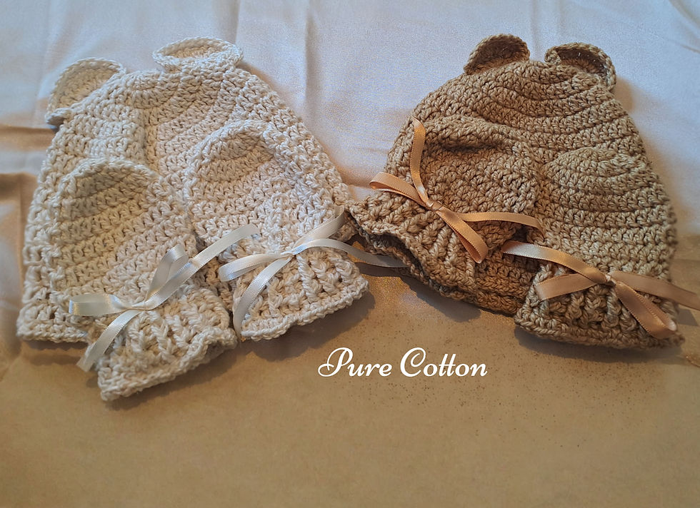 Cream & Gold Pure Cotton Beanie & Mittens