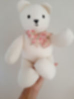 Adorable pure cotton teddy bear with floral ribbon