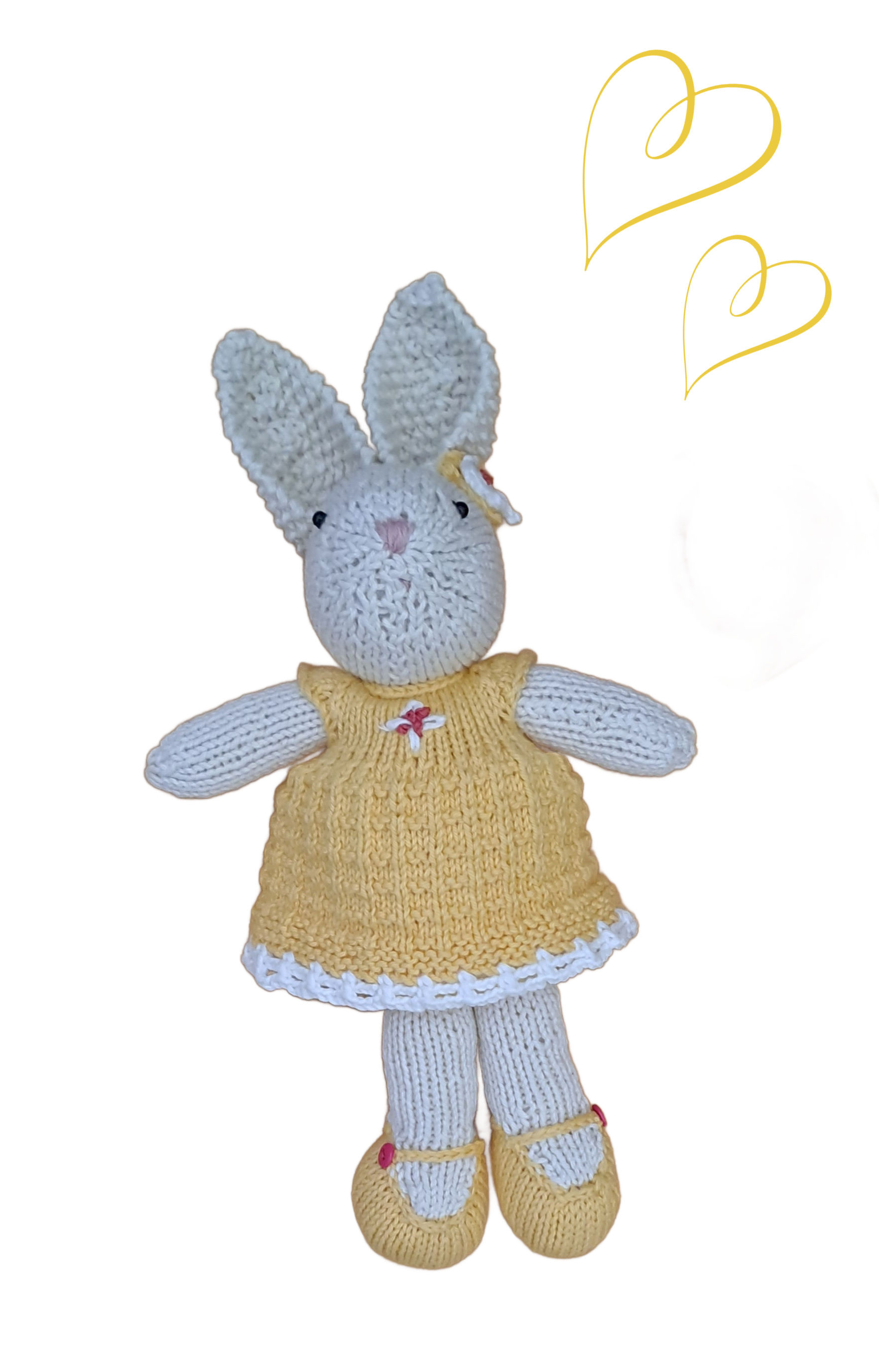 Adorable crocheted bunny in yellow dress