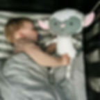 Baby sleeping peacefully with lamb toy