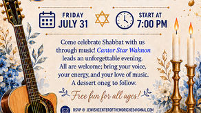 Musical Shabbat, Friday July 31 at 7PM
