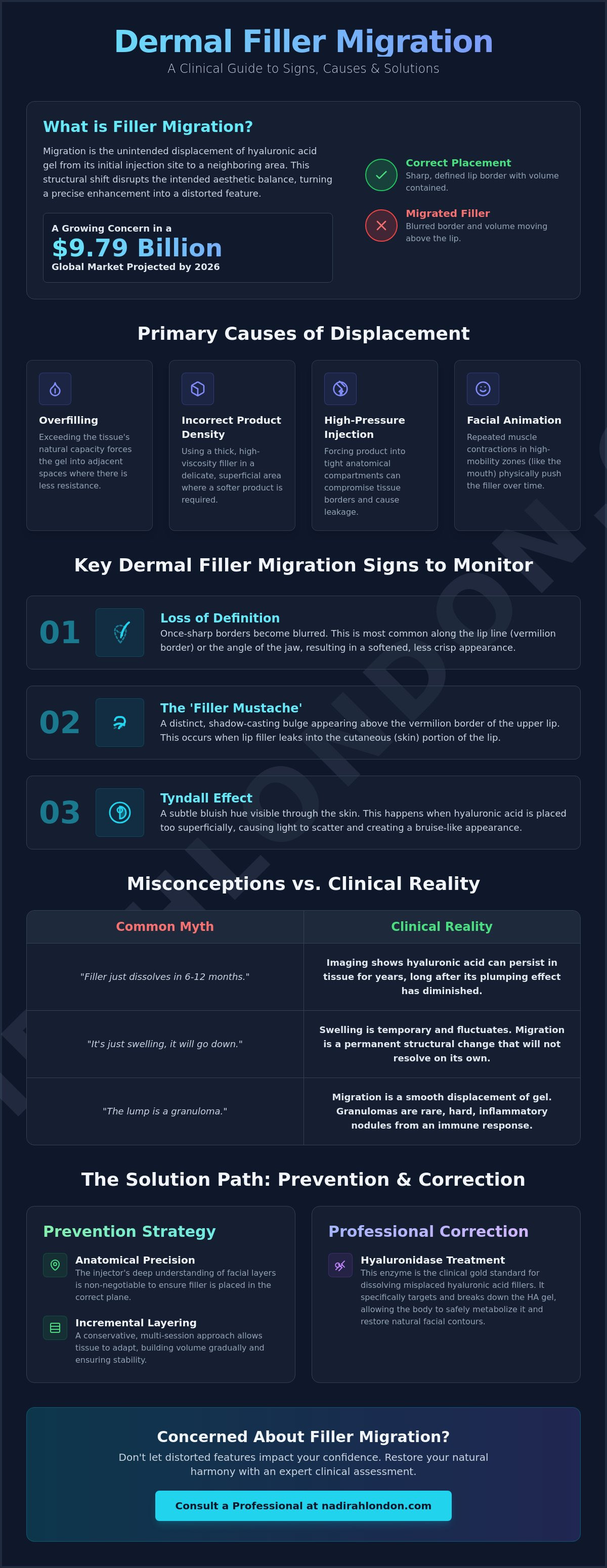 Dermal filler migration signs