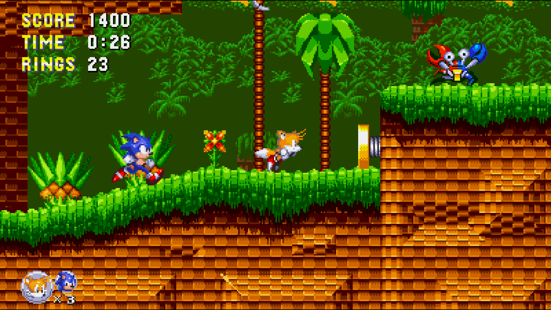 Players can swap between Sonic and Tails at any time