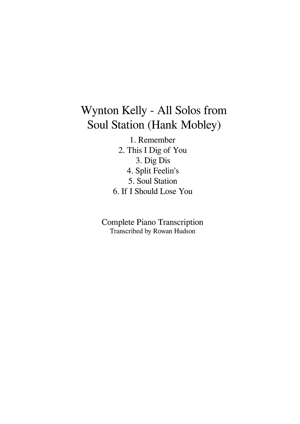 Wynton Kelly - All Solos from Soul Station