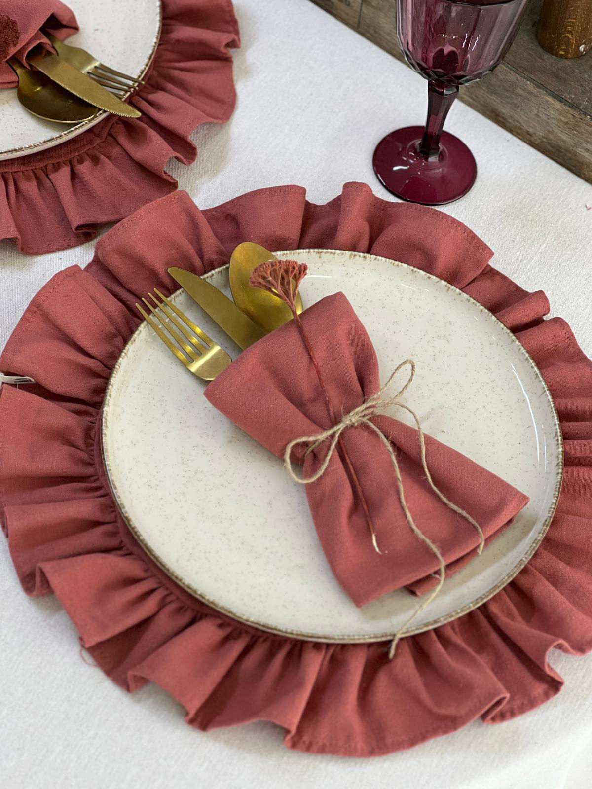 Rosa %100 Keten Kumaş Peçete Gül Kurusu