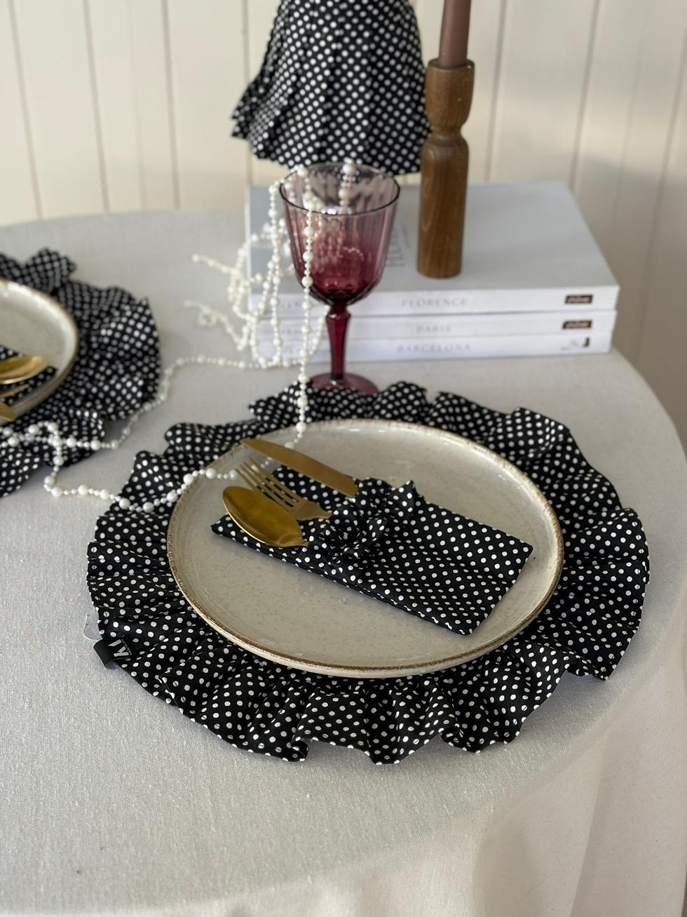 Küçük resim: Dottie Puantiye Keten Fırfırlı Yuvarlak Supla