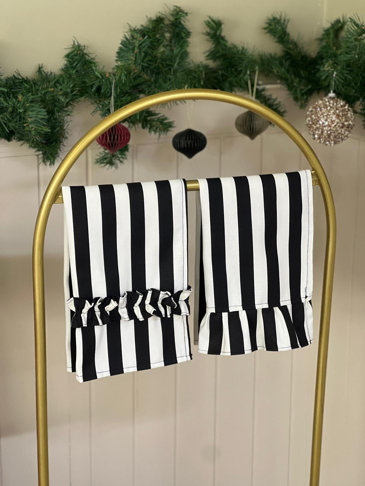 Stripe Keten 2'li Kurulama Bezleri