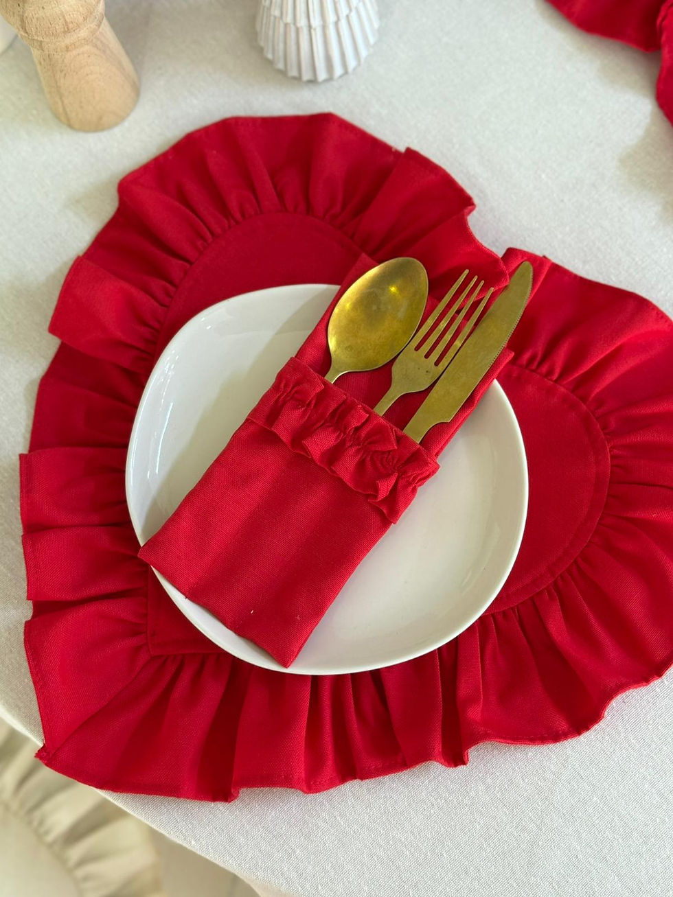 Küçük resim: Lovely Kalp Fırfırlı Keten Supla / Amerikan Servis