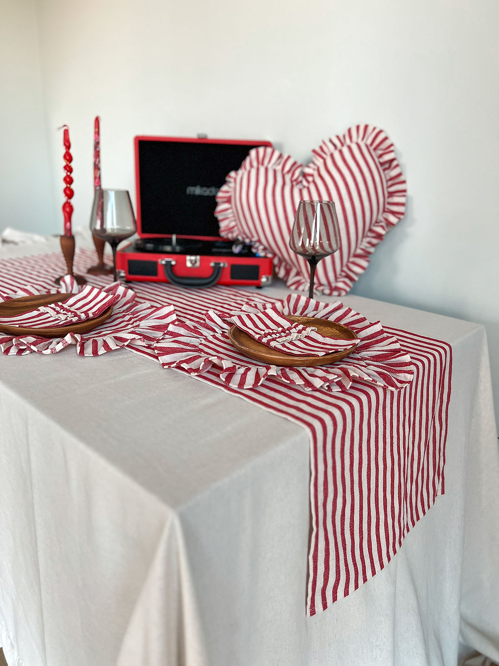 Küçük resim: Lovely Çizgili Keten Runner