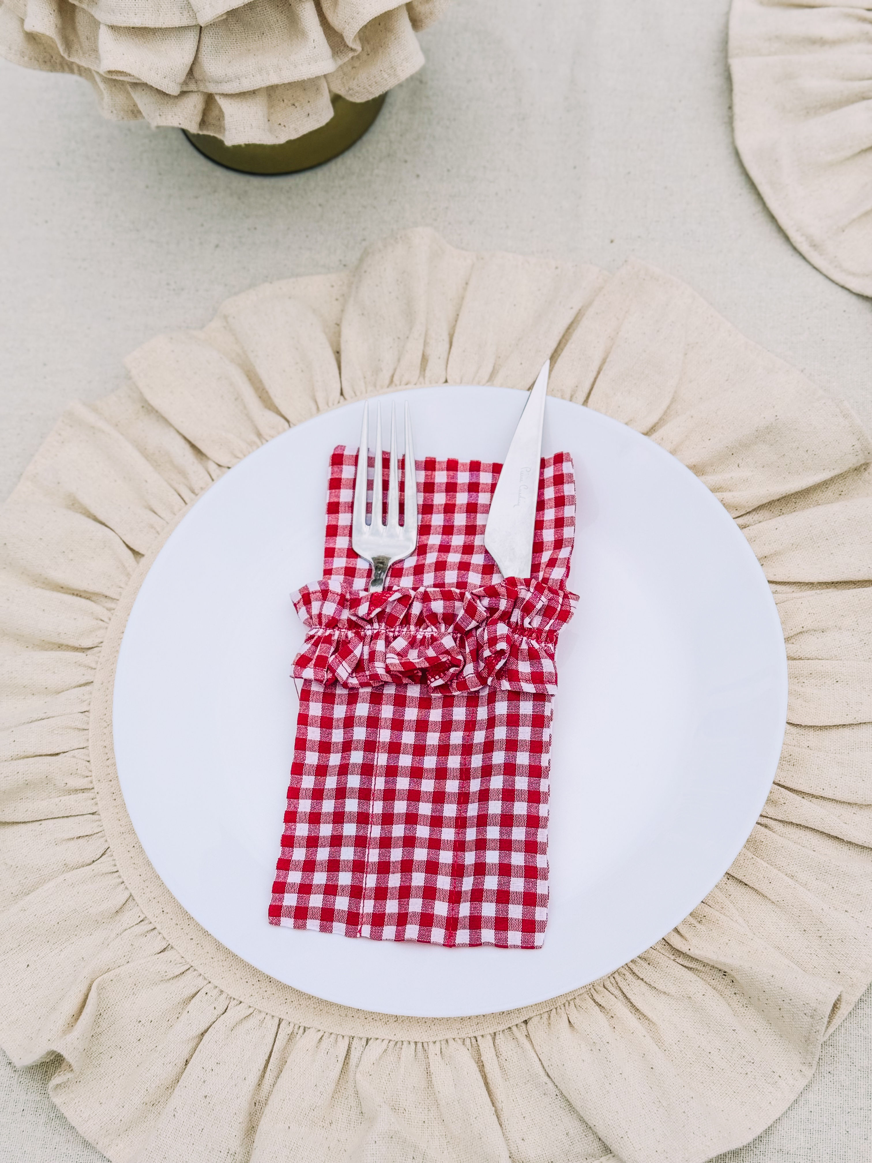 Mia 3 Bölmeli Fırfırlı Kaşıklık / Peçetelik