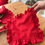 Thumbnail: Lovely Red Keten Kumaş Fırfırlı Kırmızı Peçete