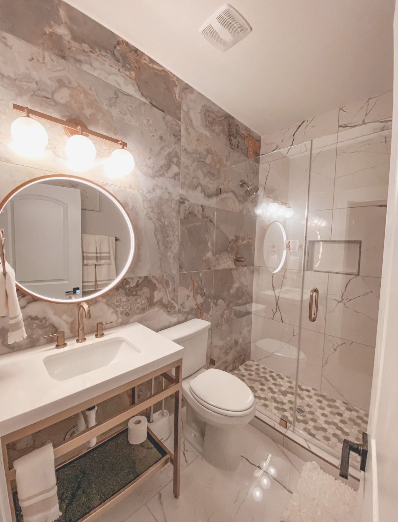 Tiled shower and bathroom vanity from the Rhino Renovations gallery