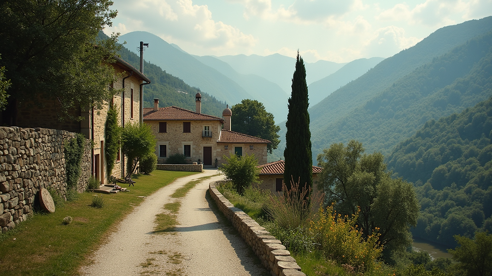 Eye-level view of the picturesque village of Podenzana