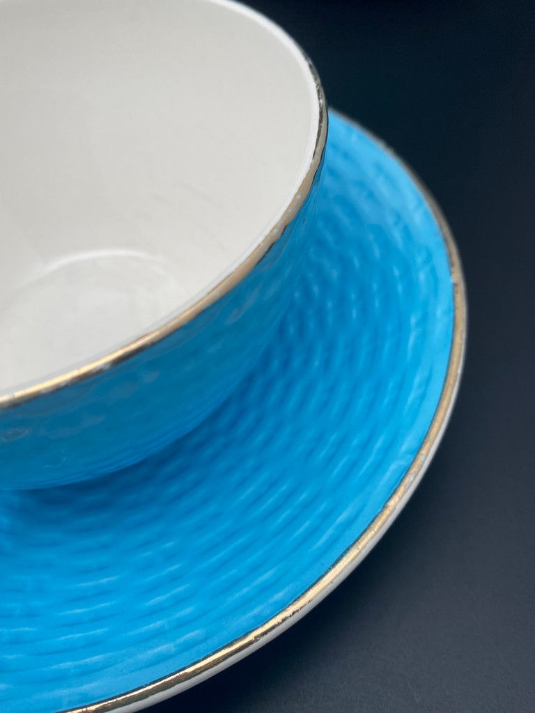 Miniature : Service de tasses et sous-tasses Digoin Sarreguemines Bleu ciel