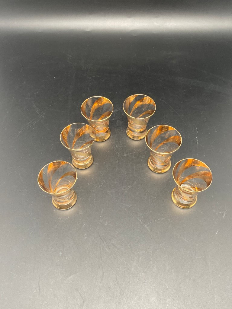 Miniature : Verres à alcools forts Art déco spirale dorée