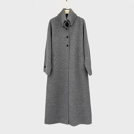 Oversized Long Cashmere Coat with Big Collar